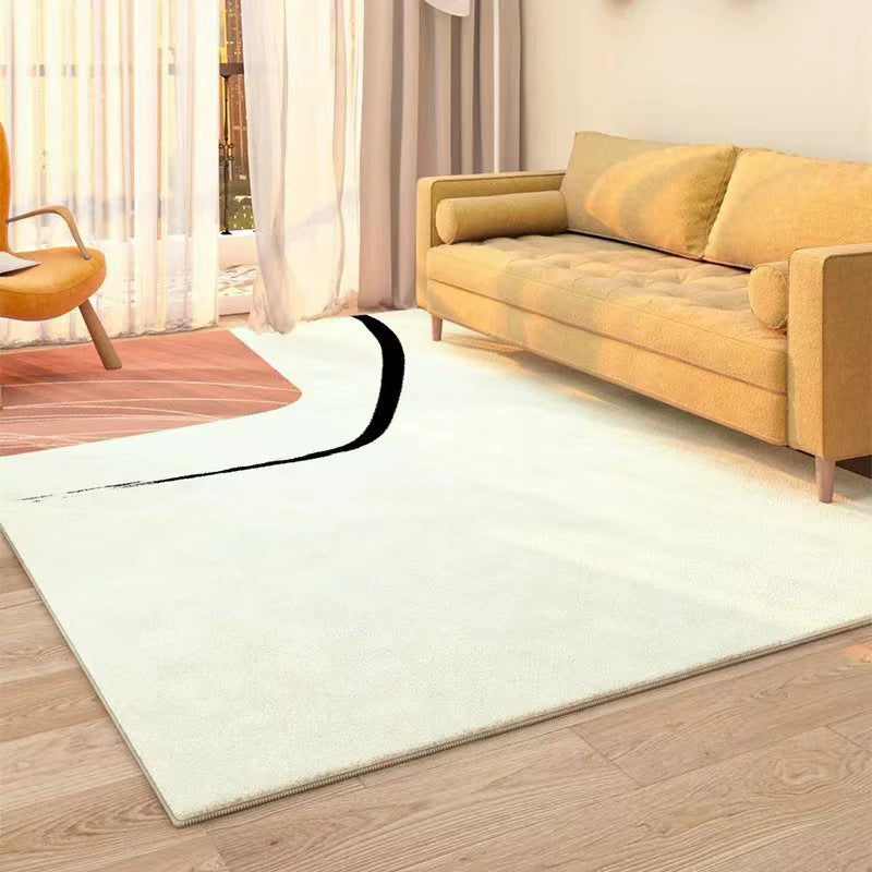 Light Pink Color Block Rug Polyester Casual Area Rug Non-Slip Backing Rug for Home Decor
