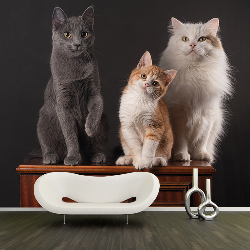 Eco-friendly Wall Mural Wallpaper Cute Cats Photography Sitting Room Wall Mural