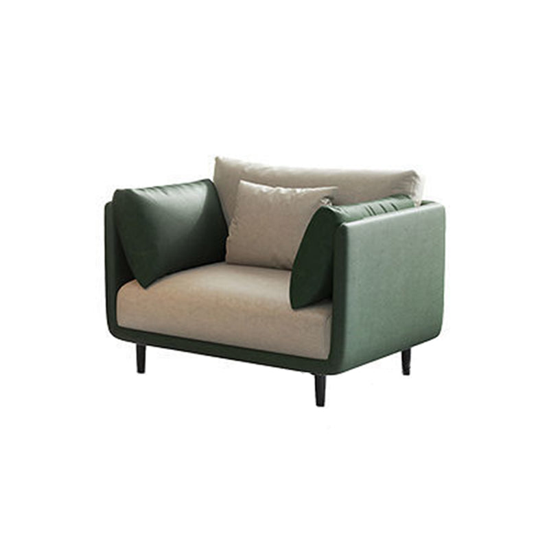 Modern Style Square Armrest Sponge Cushions Fill The Green and White/orange and White Sofa