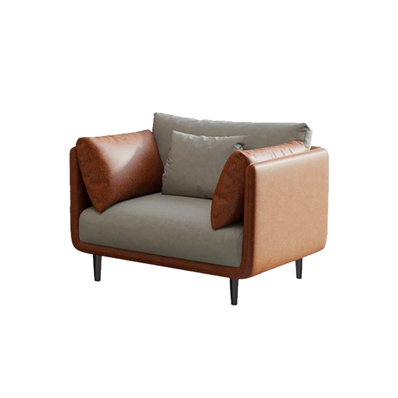 Modern Style Square Armrest Sponge Cushions Fill The Green and White/orange and White Sofa