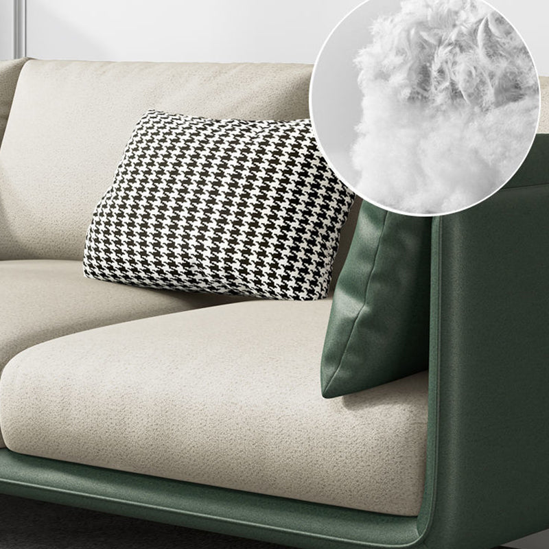 Modern Style Square Armrest Sponge Cushions Fill The Green and White/orange and White Sofa