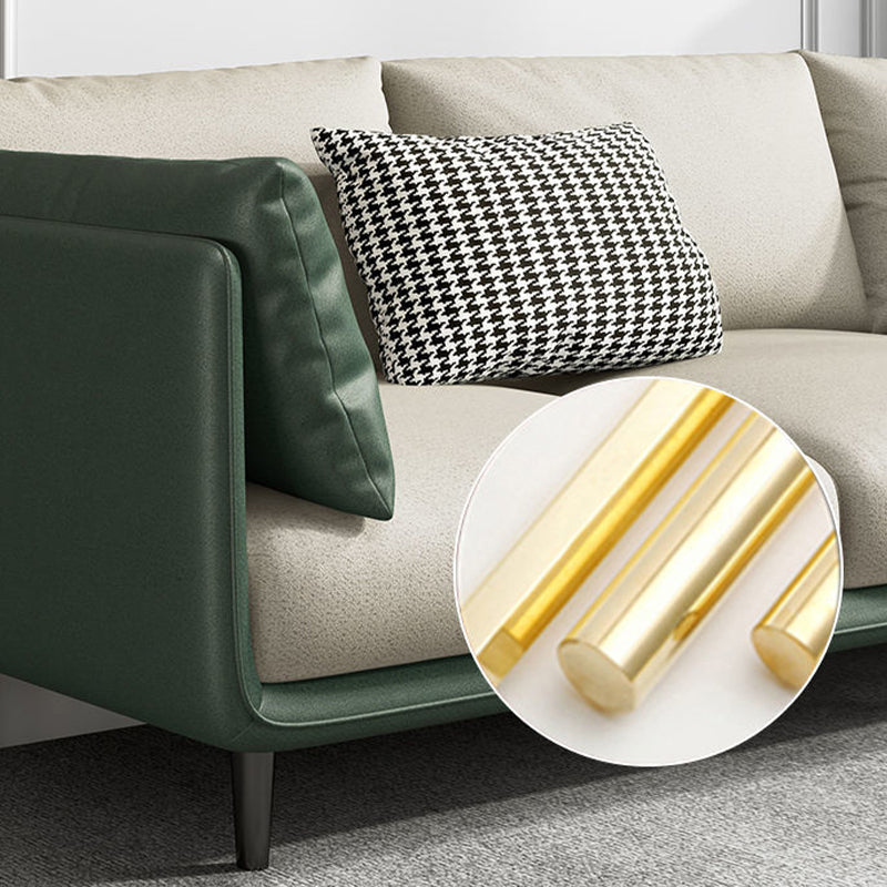 Modern Style Square Armrest Sponge Cushions Fill The Green and White/orange and White Sofa