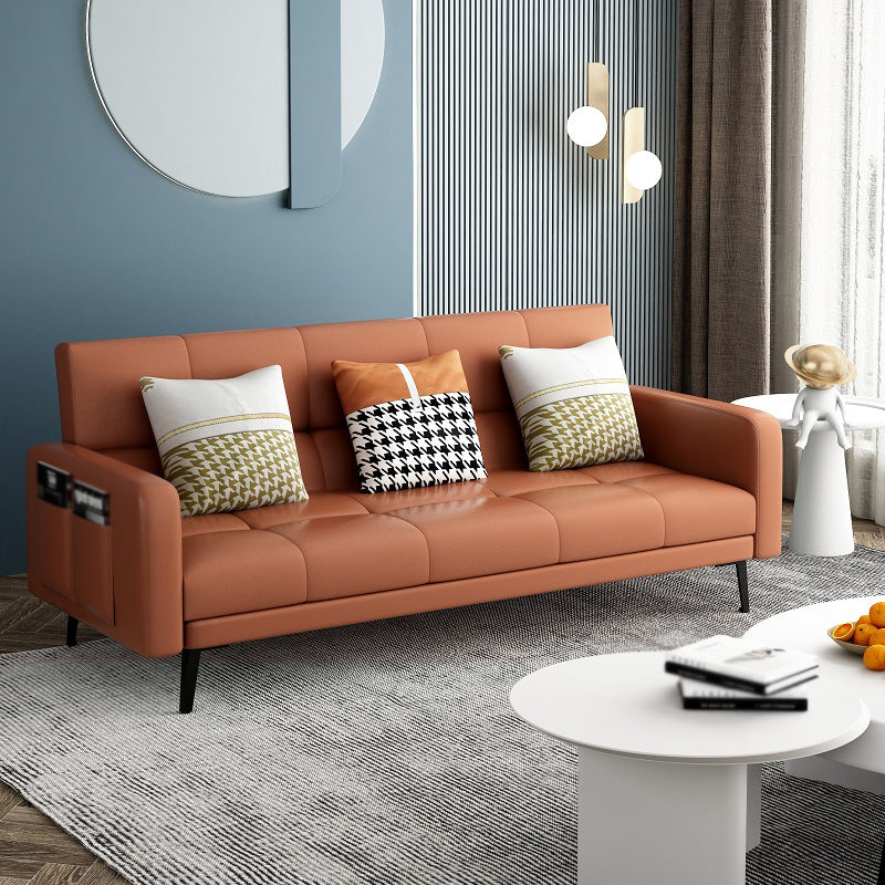 Faux Leather Convertible  Sofa Square Arm 39 "W  Sofa with Storage