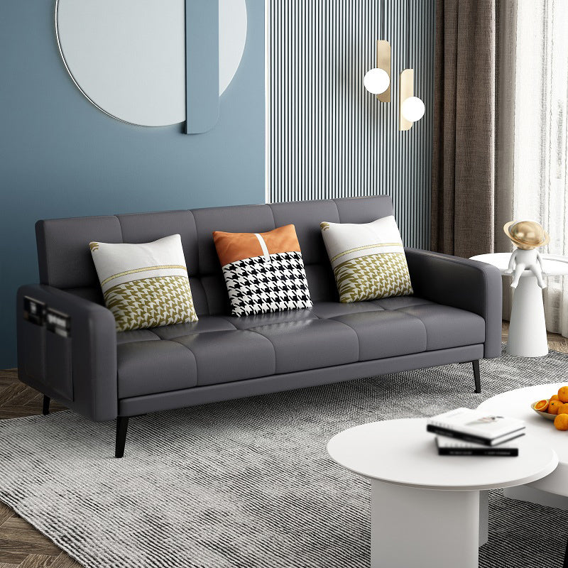 Faux Leather Convertible  Sofa Square Arm 39 "W  Sofa with Storage