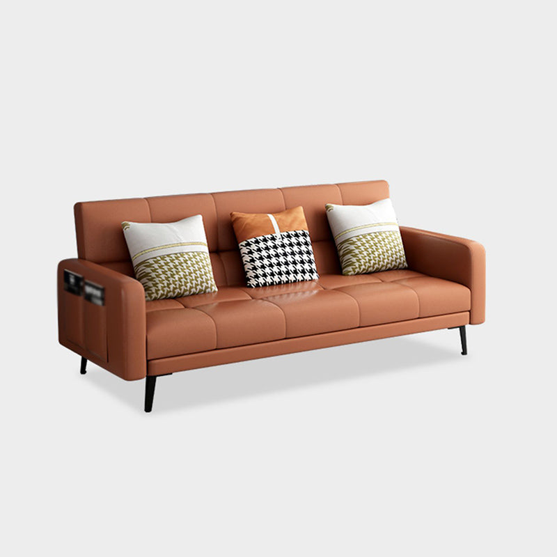 Faux Leather Convertible  Sofa Square Arm 39 "W  Sofa with Storage
