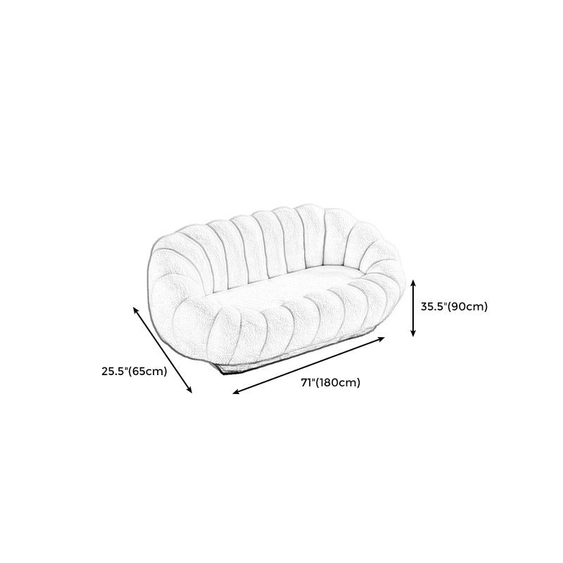 25.59"H Scandinavian Solid Color Fleece/Faux Leather Curved Sofa for Bedroom Apartment