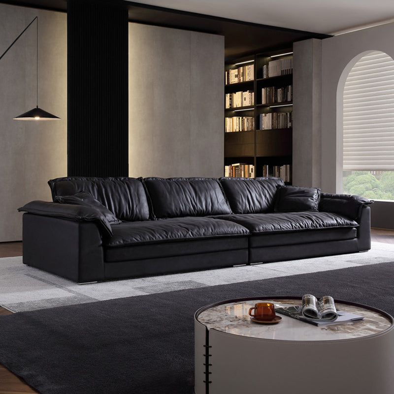 Living Room Contemporary Black Pillows Standard Stationary Sofa Chaise