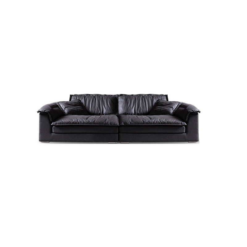 Living Room Contemporary Black Pillows Standard Stationary Sofa Chaise