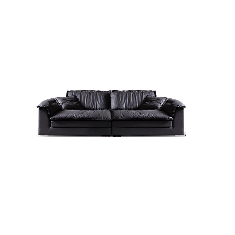 Living Room Contemporary Black Pillows Standard Stationary Sofa Chaise