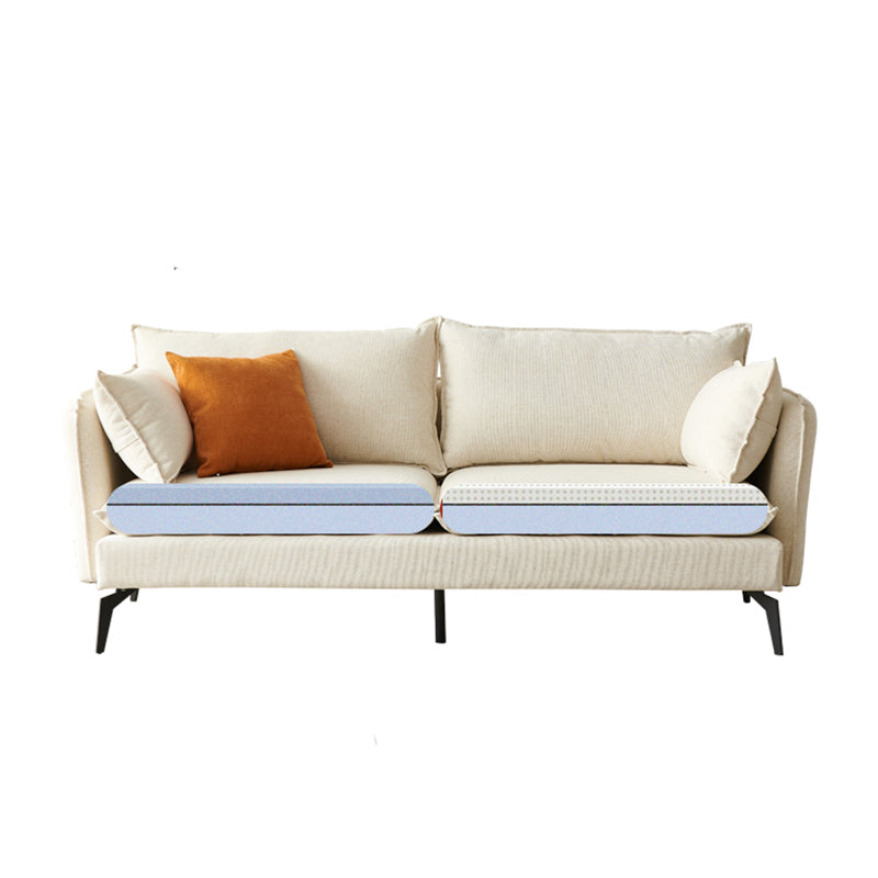 Modern Linen Tuxedo Arm Sofa with Bolster Pillows for Living Room, Apartment