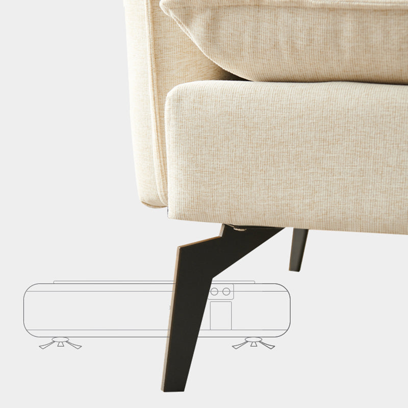 Modern Linen Tuxedo Arm Sofa with Bolster Pillows for Living Room, Apartment