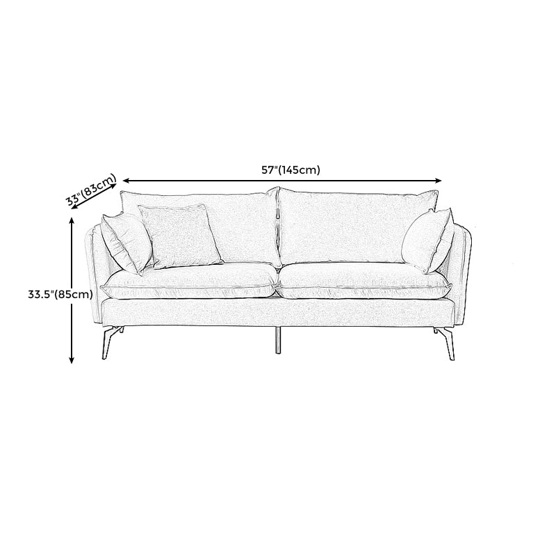 Modern Linen Tuxedo Arm Sofa with Bolster Pillows for Living Room, Apartment
