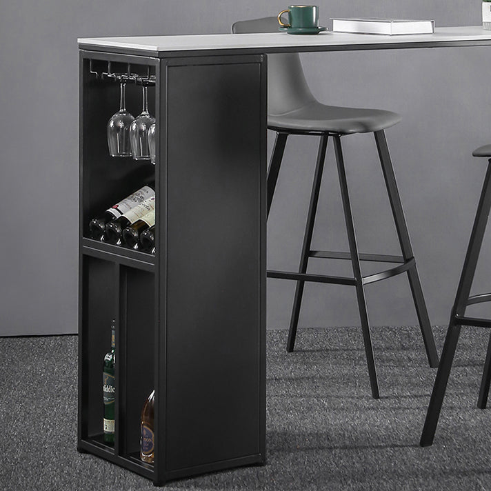 Table en marbre avec table rectangle supérieure à double piédestal noir table de piédestal - 41,3 "h