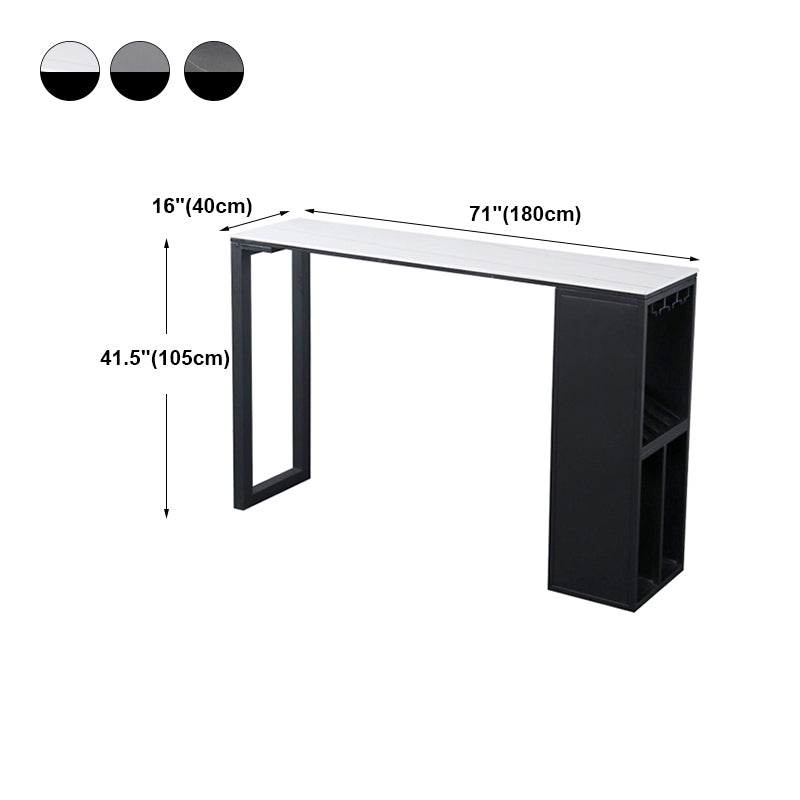 Table en marbre avec table rectangle supérieure à double piédestal noir table de piédestal - 41,3 "h