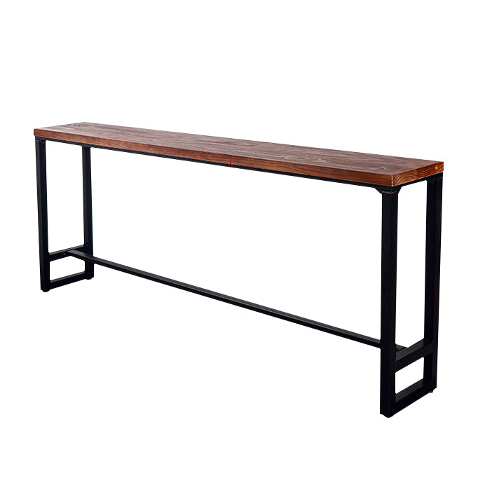 Dark Brown Modern Style Bar Table Solid Wood and Iron Coffee Shop Bar Table