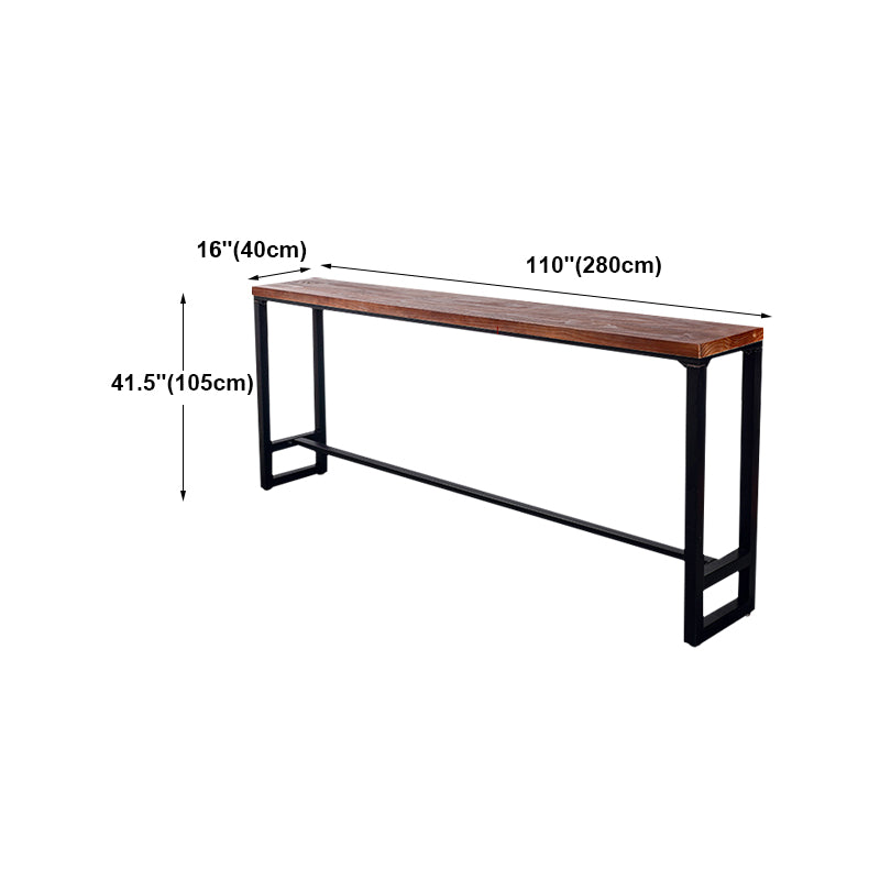 Dark Brown Modern Style Bar Table Solid Wood and Iron Coffee Shop Bar Table