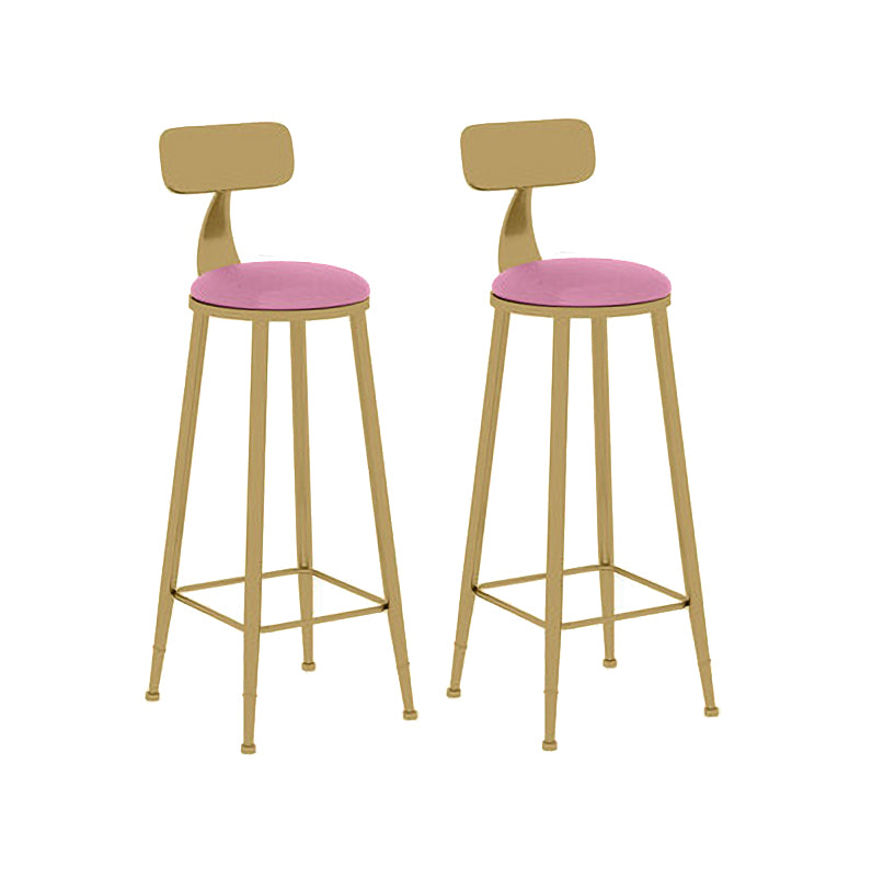 Scandinavian Round Low Back Counter Stools Upholstered Bar Stools with Cushion