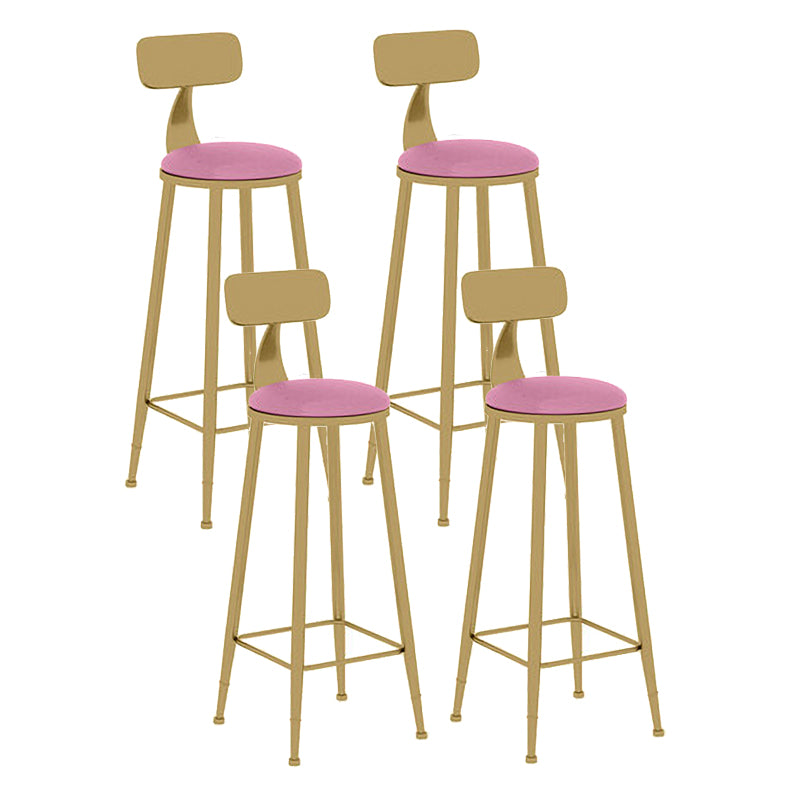 Scandinavian Round Low Back Counter Stools Upholstered Bar Stools with Cushion