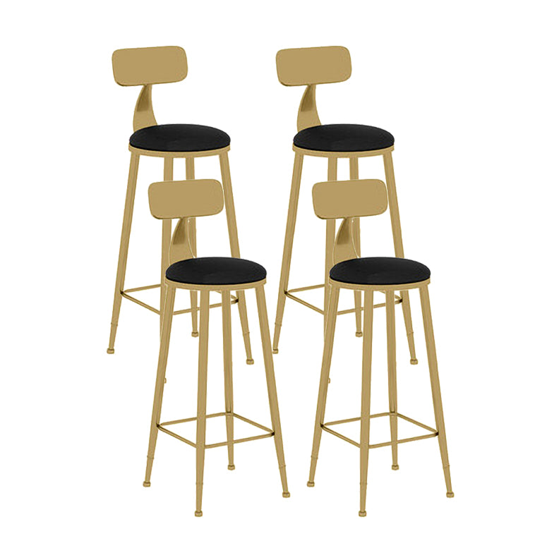 Scandinavian Round Low Back Counter Stools Upholstered Bar Stools with Cushion