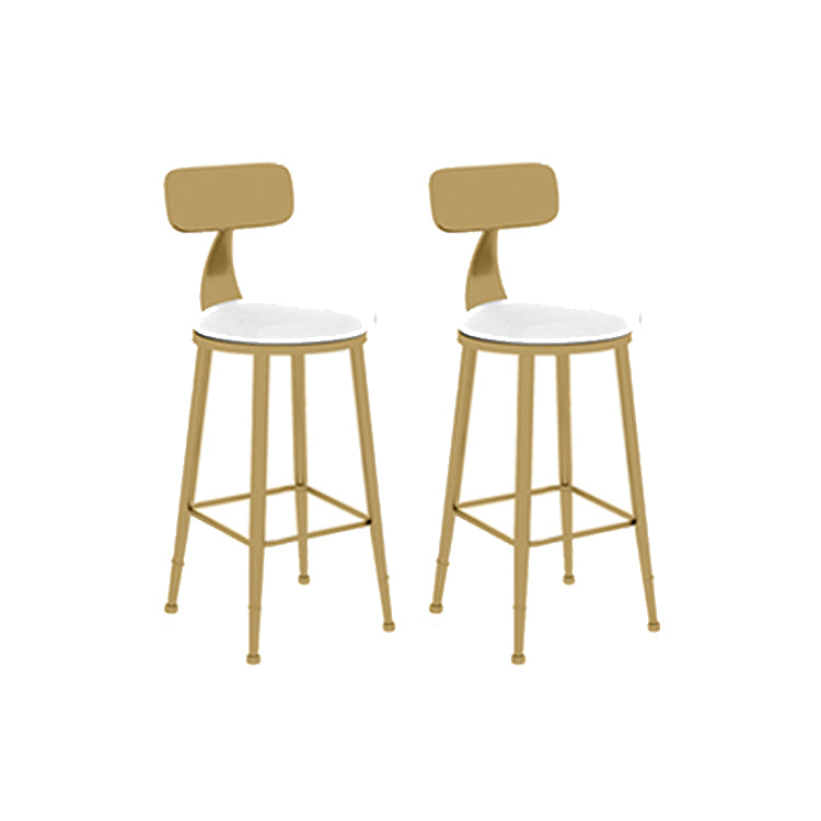 Scandinavian Round Low Back Counter Stools Upholstered Bar Stools with Cushion