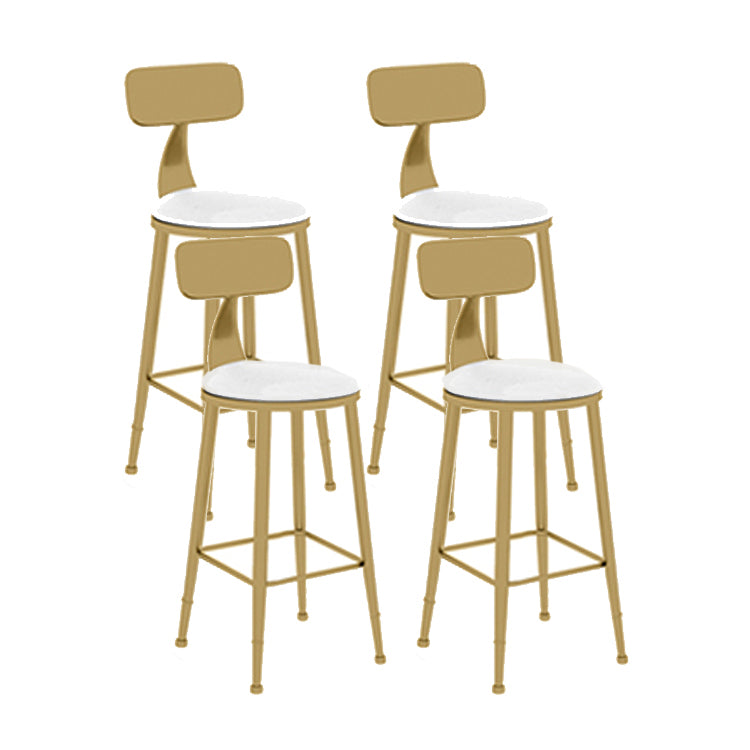 Scandinavian Round Low Back Counter Stools Upholstered Bar Stools with Cushion