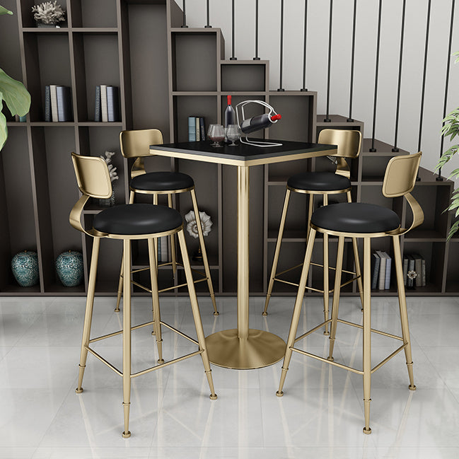 Scandinavian Round Low Back Counter Stools Upholstered Bar Stools with Cushion