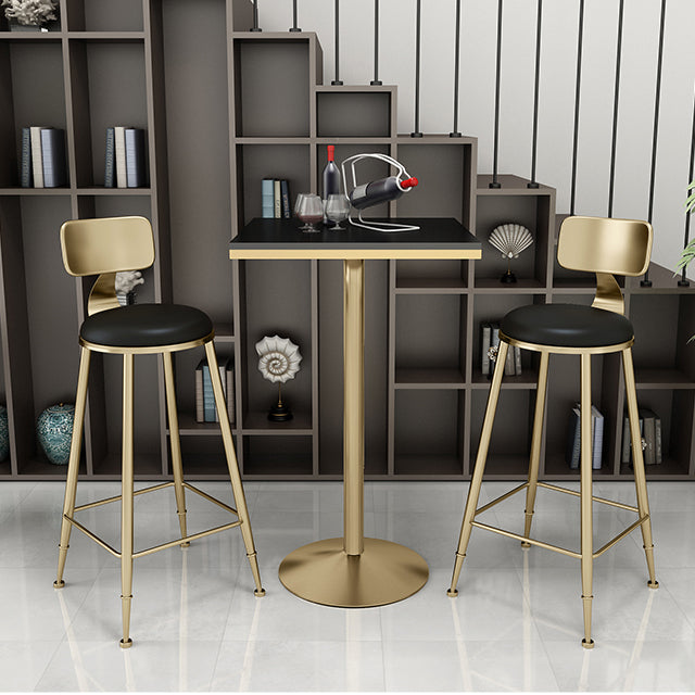 Scandinavian Round Low Back Counter Stools Upholstered Bar Stools with Cushion