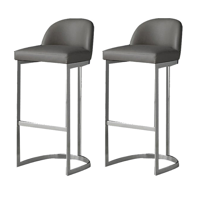 Luxury Leather Counter Stools for Kitchen Low Back Round Stools with Iron Legs