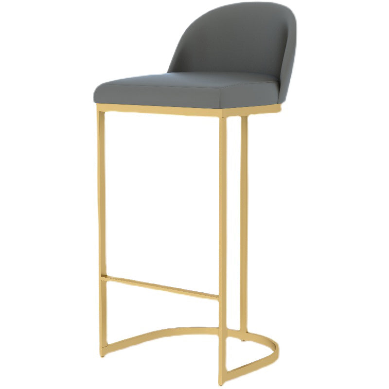 Luxury Leather Counter Stools for Kitchen Low Back Round Stools with Iron Legs