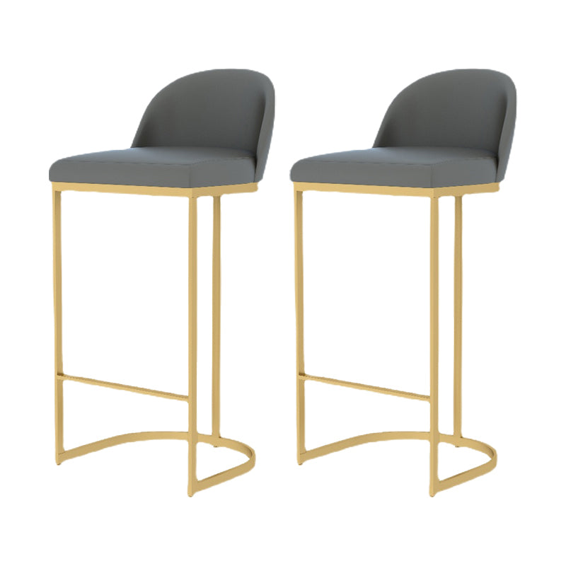 Luxury Leather Counter Stools for Kitchen Low Back Round Stools with Iron Legs