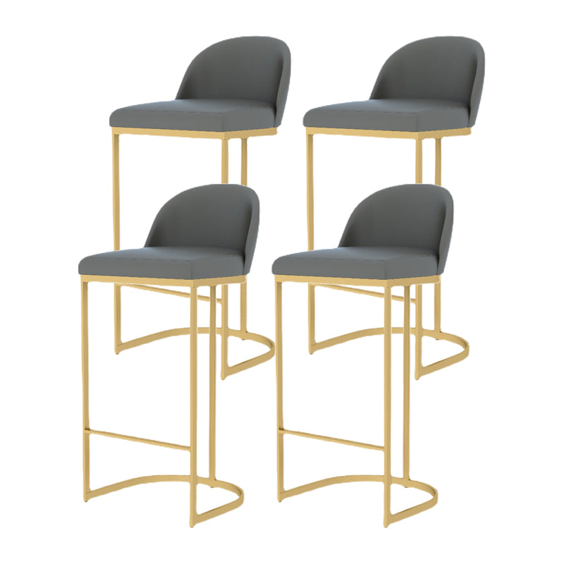 Luxury Leather Counter Stools for Kitchen Low Back Round Stools with Iron Legs
