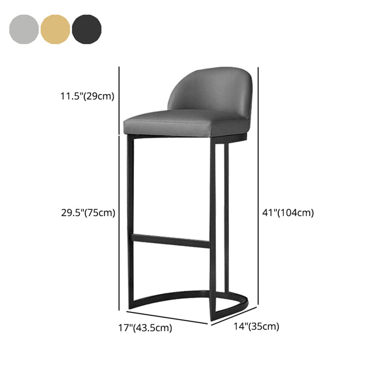 Luxury Leather Counter Stools for Kitchen Low Back Round Stools with Iron Legs