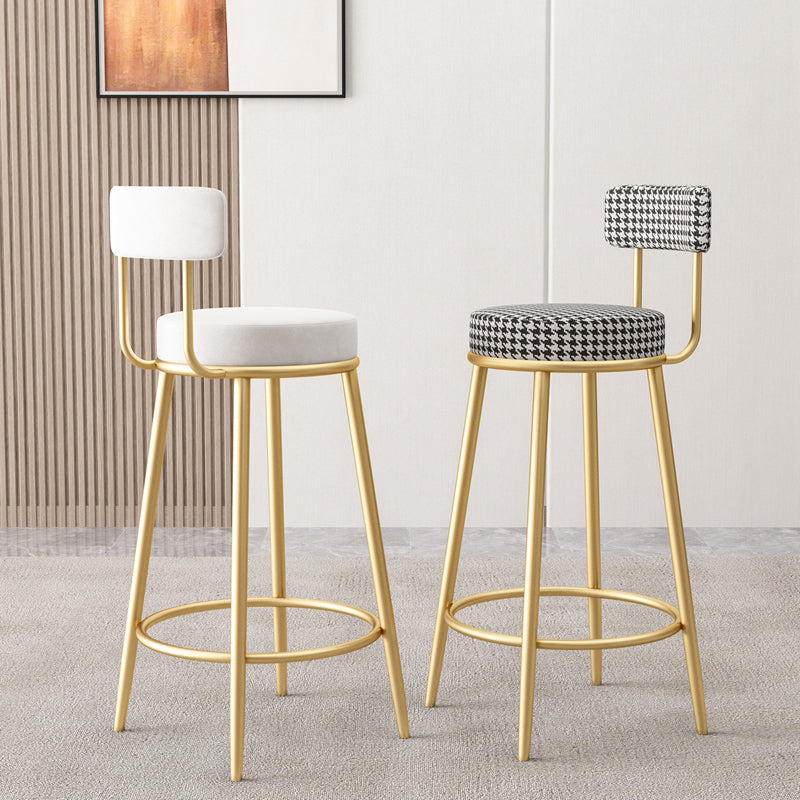 Scandinavian Design Upholstered Armless Stools for Home Low Back Barstools with Metal Legs