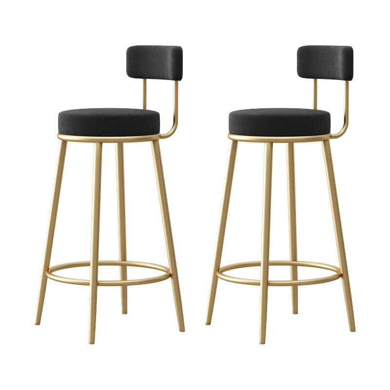 Scandinavian Design Upholstered Armless Stools for Home Low Back Barstools with Metal Legs