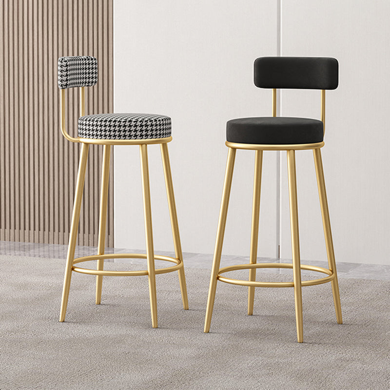 Scandinavian Design Upholstered Armless Stools for Home Low Back Barstools with Metal Legs