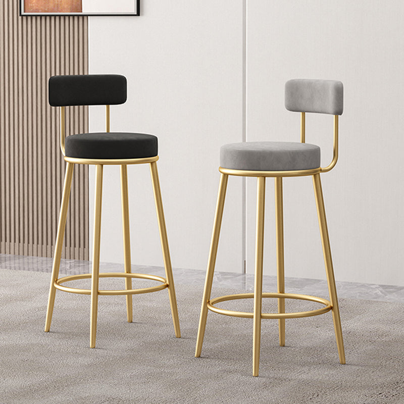 Scandinavian Design Upholstered Armless Stools for Home Low Back Barstools with Metal Legs
