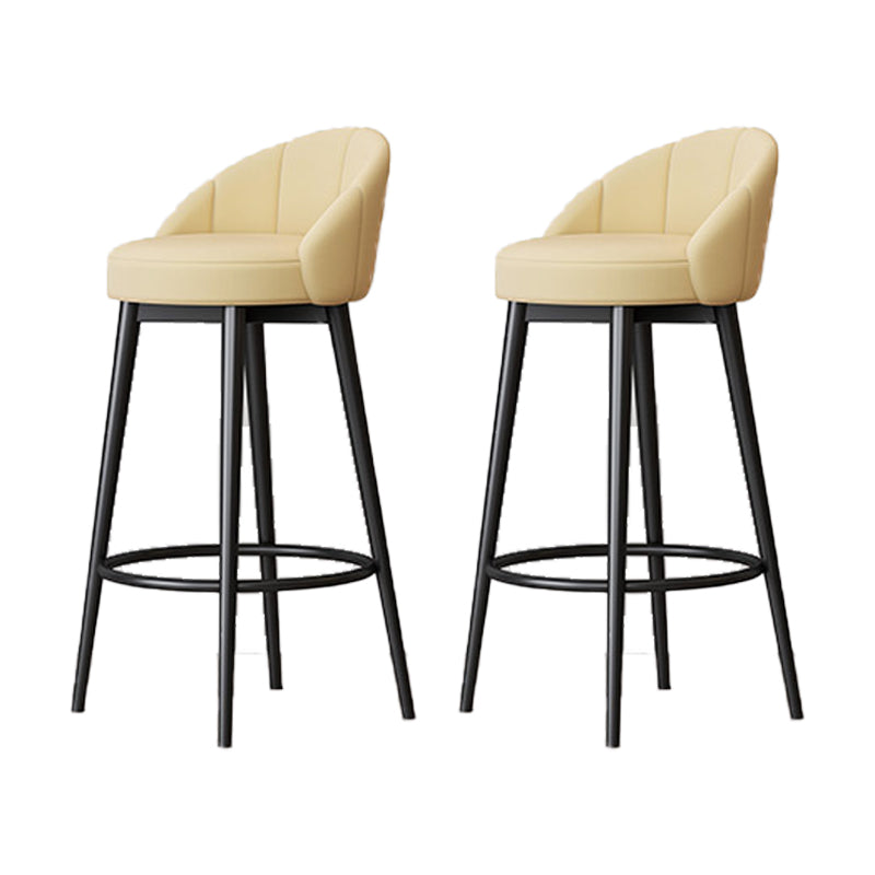 Scandinavian Upholstered Footrest Bar Stool Low Back Home Velvet Matte Finish Stool