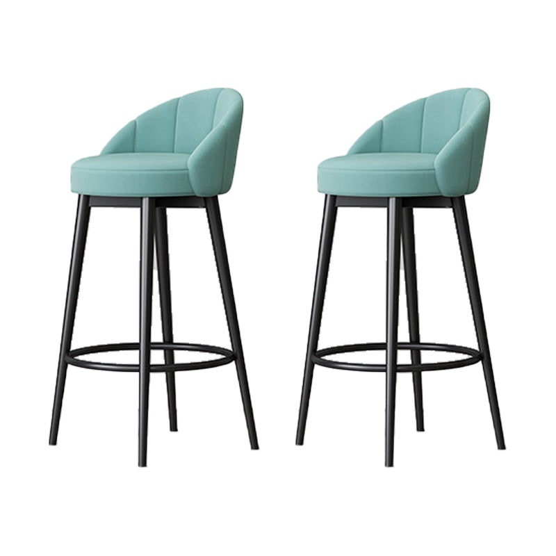 Scandinavian Upholstered Footrest Bar Stool Low Back Home Velvet Matte Finish Stool