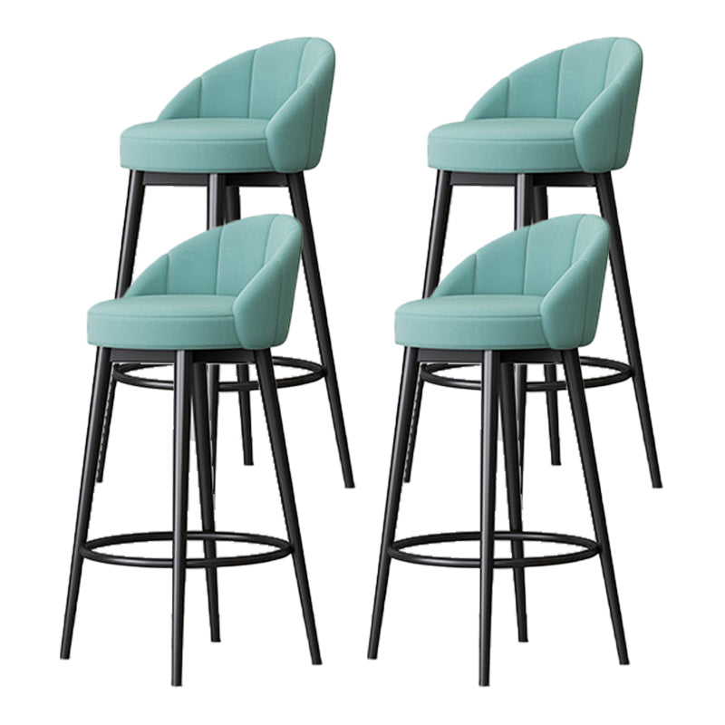 Scandinavian Upholstered Footrest Bar Stool Low Back Home Velvet Matte Finish Stool