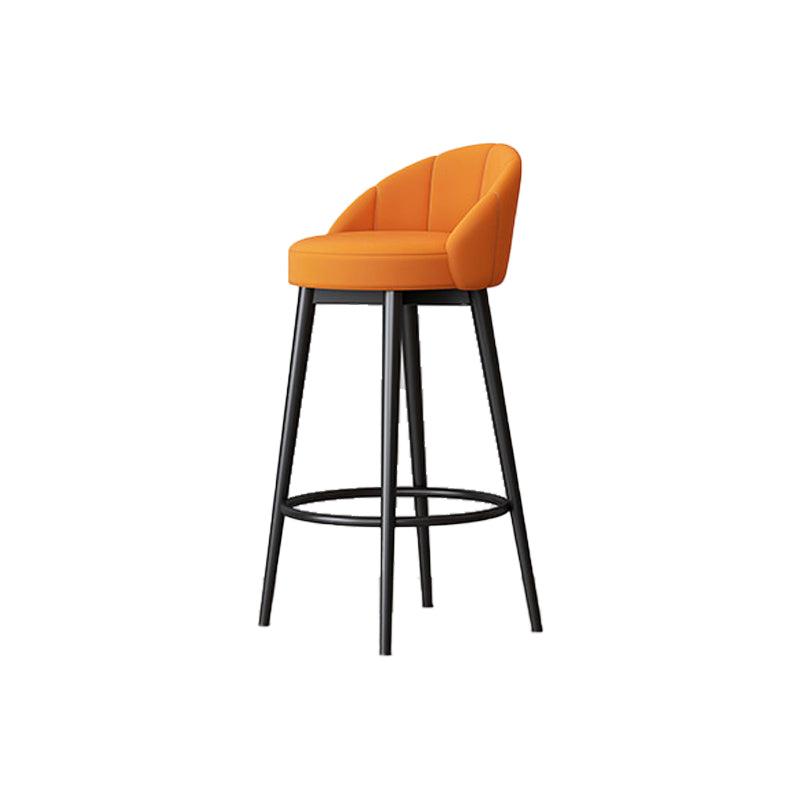 Scandinavian Upholstered Footrest Bar Stool Low Back Home Velvet Matte Finish Stool