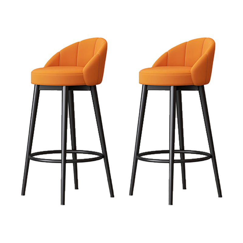 Scandinavian Upholstered Footrest Bar Stool Low Back Home Velvet Matte Finish Stool