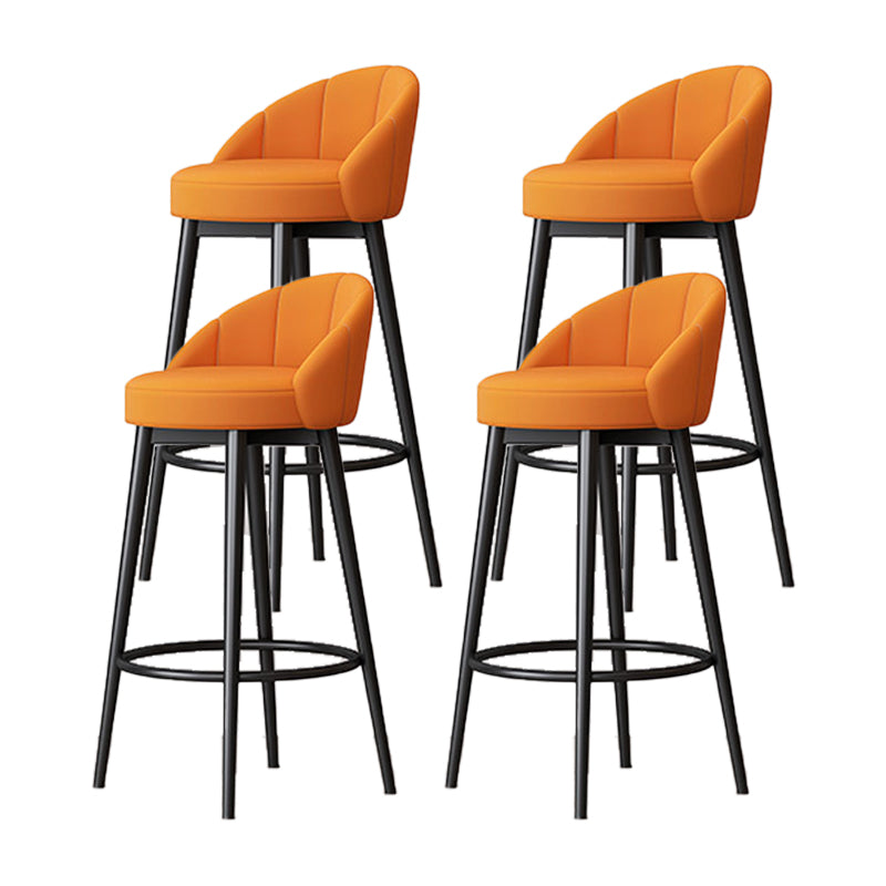 Scandinavian Upholstered Footrest Bar Stool Low Back Home Velvet Matte Finish Stool