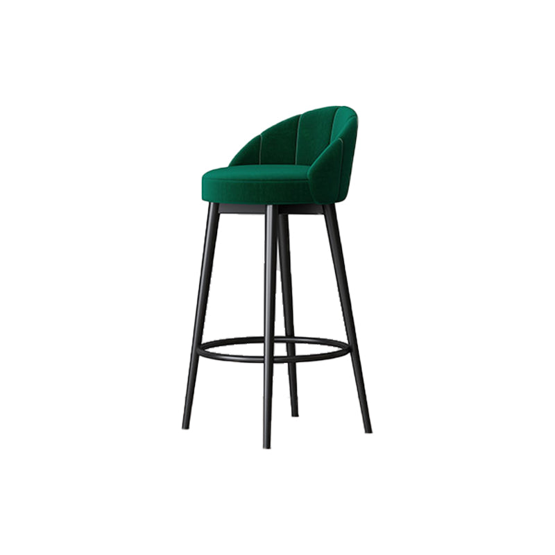 Scandinavian Upholstered Footrest Bar Stool Low Back Home Velvet Matte Finish Stool