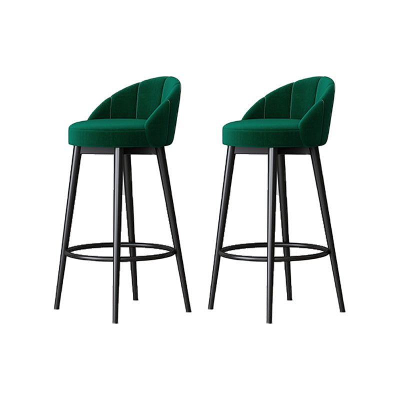 Scandinavian Upholstered Footrest Bar Stool Low Back Home Velvet Matte Finish Stool