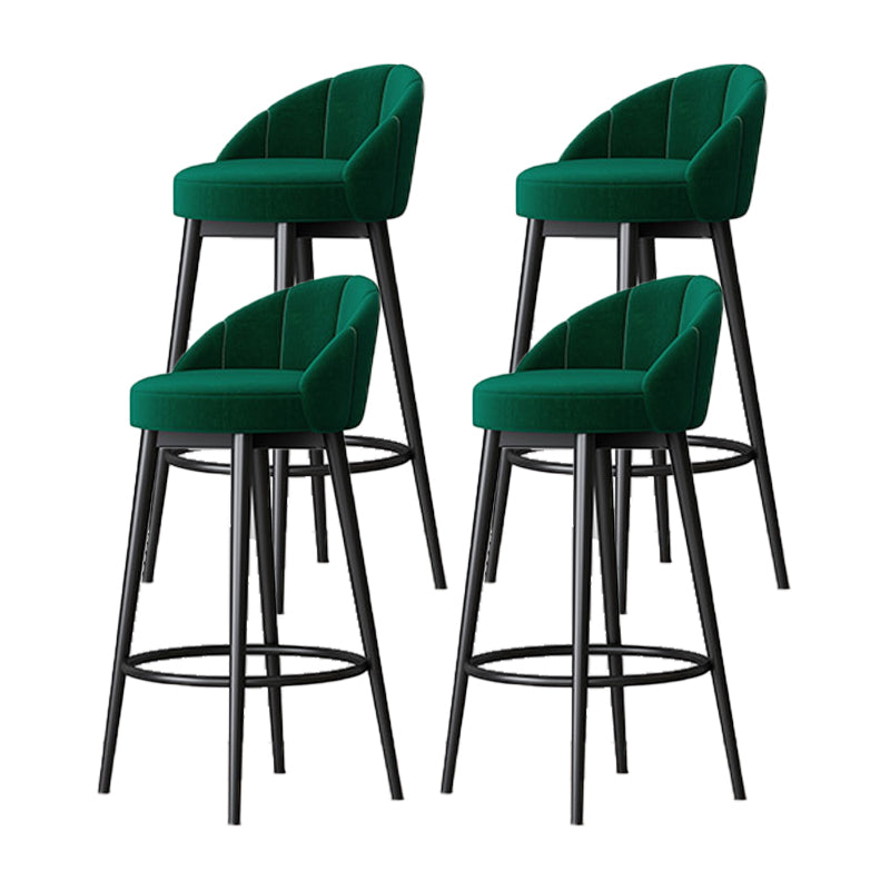 Scandinavian Upholstered Footrest Bar Stool Low Back Home Velvet Matte Finish Stool