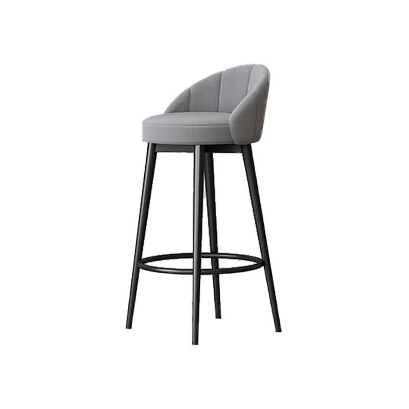 Scandinavian Upholstered Footrest Bar Stool Low Back Home Velvet Matte Finish Stool