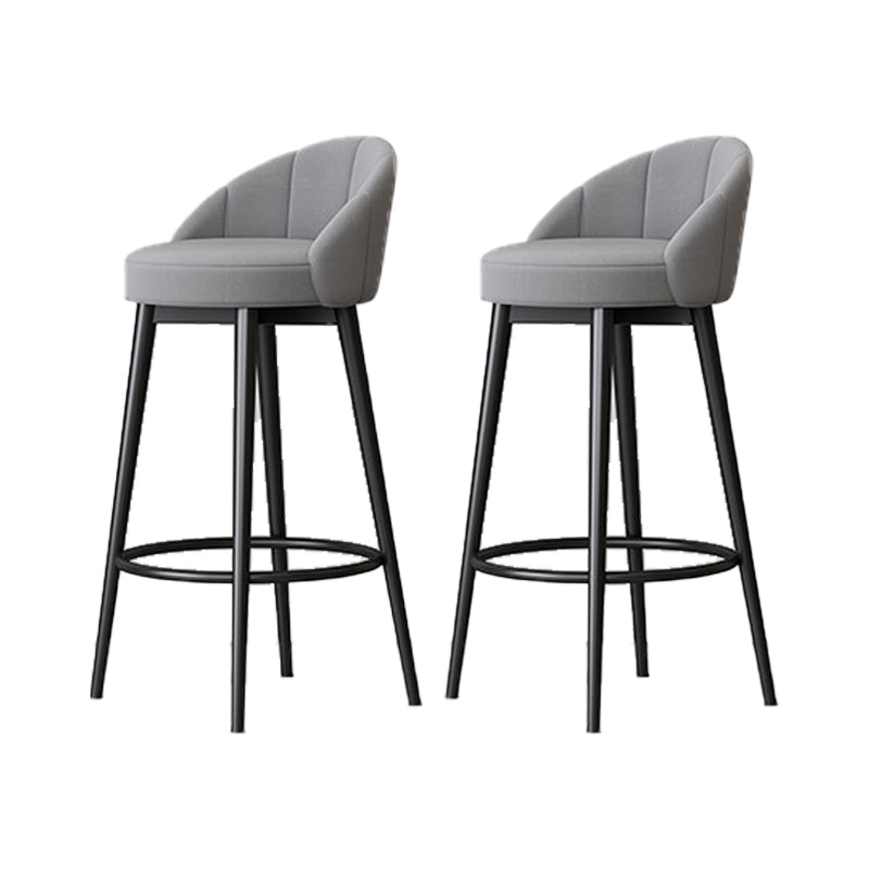 Scandinavian Upholstered Footrest Bar Stool Low Back Home Velvet Matte Finish Stool