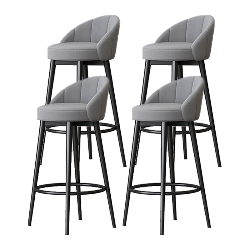 Scandinavian Upholstered Footrest Bar Stool Low Back Home Velvet Matte Finish Stool