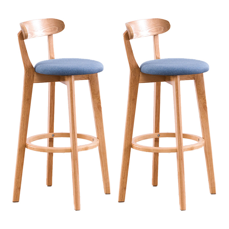 Scandinavian Upholstered Footrest Low Back Stool 27.55'' Beechwood Bar Stool