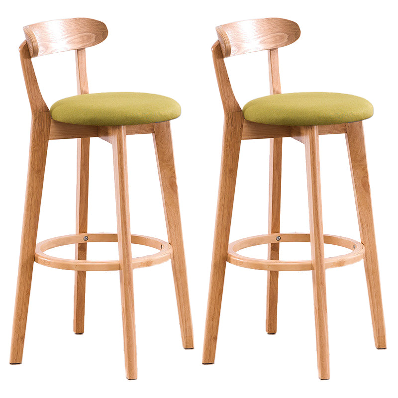 Scandinavian Upholstered Footrest Low Back Stool 27.55'' Beechwood Bar Stool